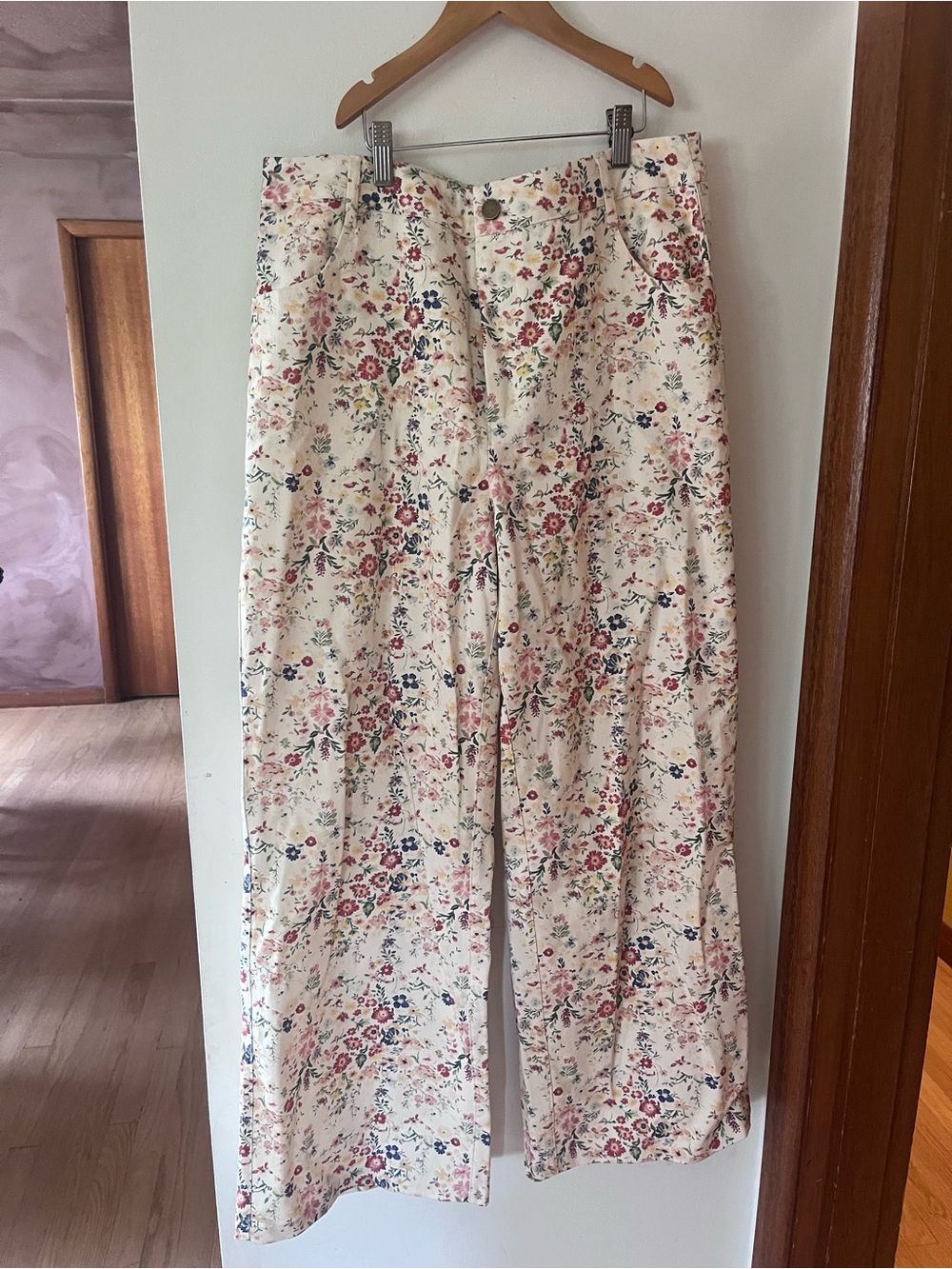 Cider Cream Floral Wide-Leg Pants